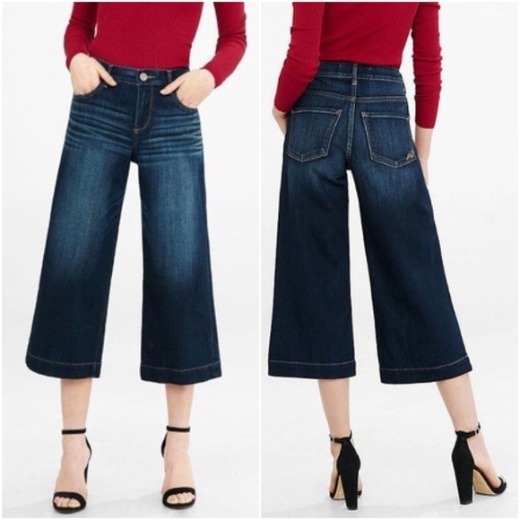5/$15 High Waisted Wide Leg Cropped Culotte Jeans - Picture 1 of 4
